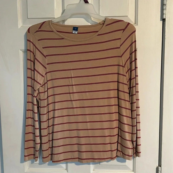 Old Navy Tan and Red Long Sleeve Luxe Medium - Picture 1 of 3